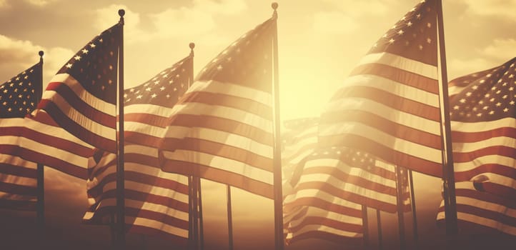Sunlit Glory of United Freedom: The Majestic Patriot's Rippled American Flag
