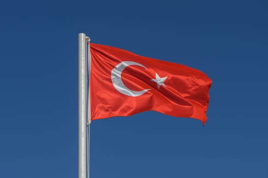 Turkey flag against blue sky