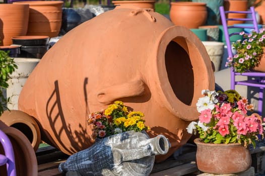 clay jugs and pots street trade on the island of Cyprus