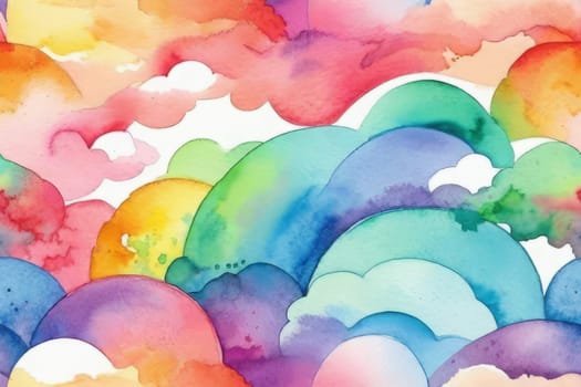 Abstract watercolor background in rainbow colors.