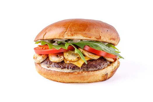 fresh appetizing burger on white background for food delivery site 1