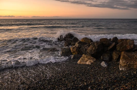 waves and splashes of water on rocks on the Mediterranean Sea in Northern Cyprus 9