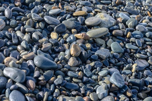 sea ​​stones on the beach of Cyprus in winter