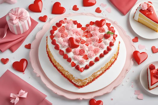 Heart-shaped mousse cake for Valentine's Day