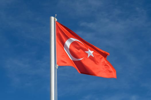 Turkey flag against blue sky 2