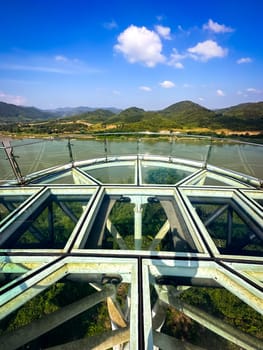 Aerial view of the Skywalk in Chiang Khan, Thailand, south east asia