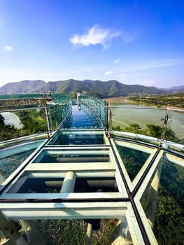 Aerial view of the Skywalk in Chiang Khan, Thailand, south east asia