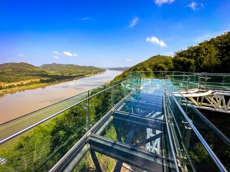 Aerial view of the Skywalk in Chiang Khan, Thailand, south east asia