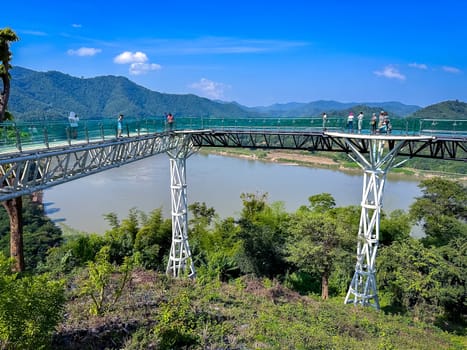 Aerial view of the Skywalk in Chiang Khan, Thailand, south east asia