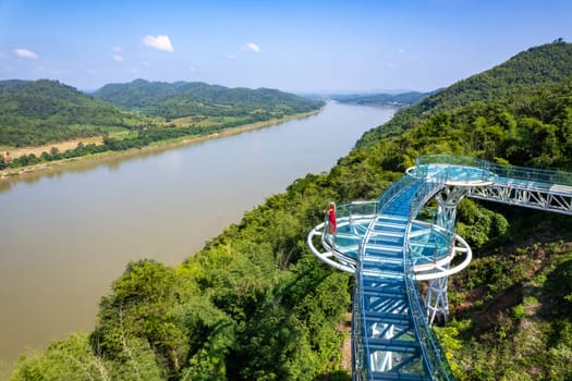 Aerial view of the Skywalk in Chiang Khan, Thailand, south east asia