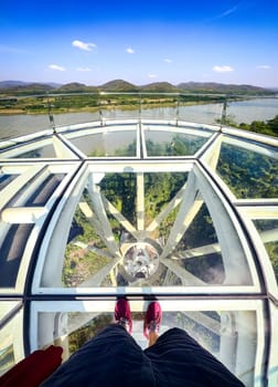 Aerial view of the Skywalk in Chiang Khan, Thailand, south east asia