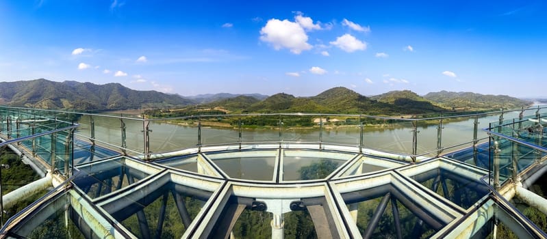 Aerial view of the Skywalk in Chiang Khan, Thailand, south east asia