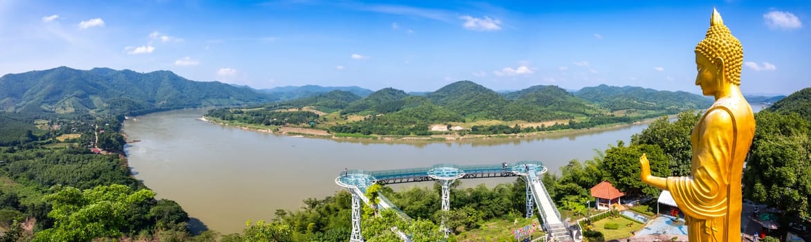 Aerial view of the Skywalk in Chiang Khan, Thailand, south east asia