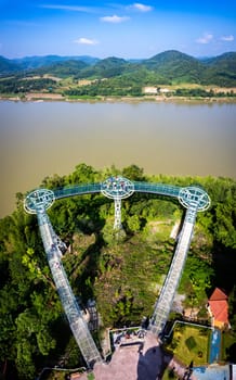 Aerial view of the Skywalk in Chiang Khan, Thailand, south east asia