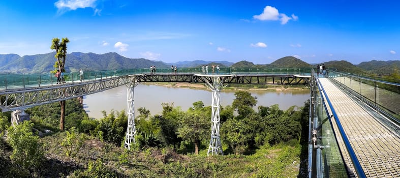 Aerial view of the Skywalk in Chiang Khan, Thailand, south east asia