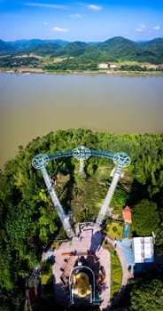 Aerial view of the Skywalk in Chiang Khan, Thailand, south east asia