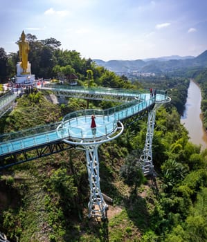 Aerial view of the Skywalk in Chiang Khan, Thailand, south east asia