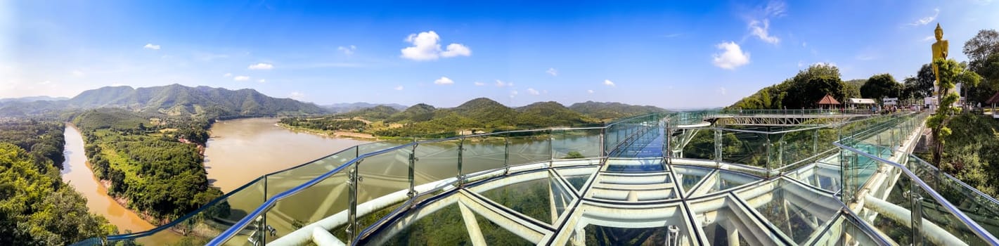 Aerial view of the Skywalk in Chiang Khan, Thailand, south east asia