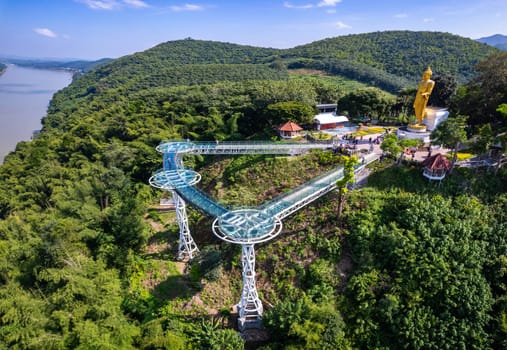 Aerial view of the Skywalk in Chiang Khan, Thailand, south east asia