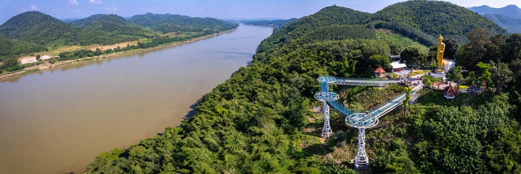 Aerial view of the Skywalk in Chiang Khan, Thailand, south east asia