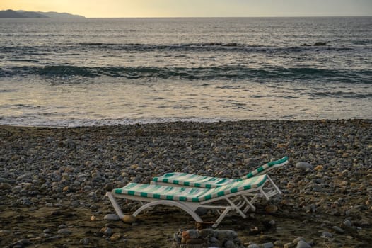 sun loungers on the Mediterranean beach