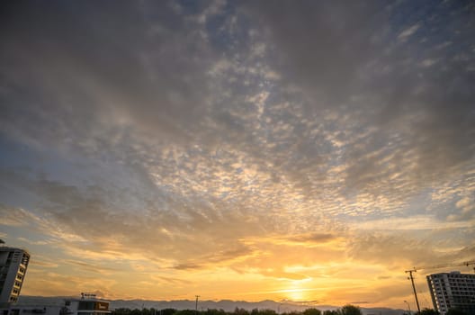 sunset sky on the island of Cyprus, colorful clouds and reflections in the sky 3