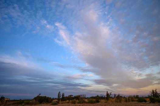 sunset sky on the island of Cyprus, colorful clouds and reflections in the sky 9