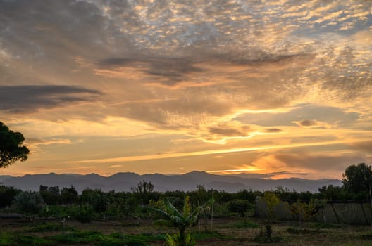 sunset sky on the island of Cyprus, colorful clouds and reflections in the sky 11