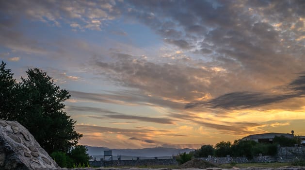 sunset sky on the island of Cyprus, colorful clouds and reflections in the sky 4