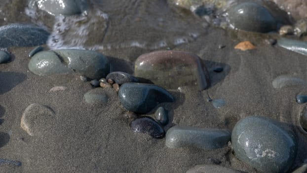 sea ​​stones on the beach in winter in Cyprus