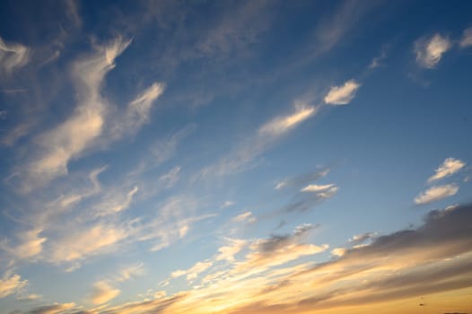 light overcast clouds in the winter Mediterranean sky at sunset 1