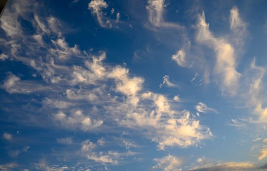 light overcast clouds in the winter Mediterranean sky at sunset