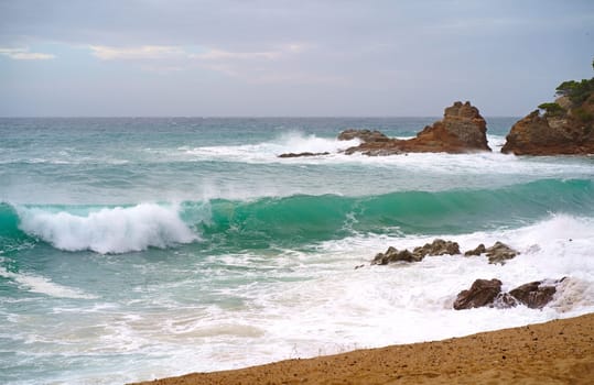 An abstract background of seawater flow under light exposure