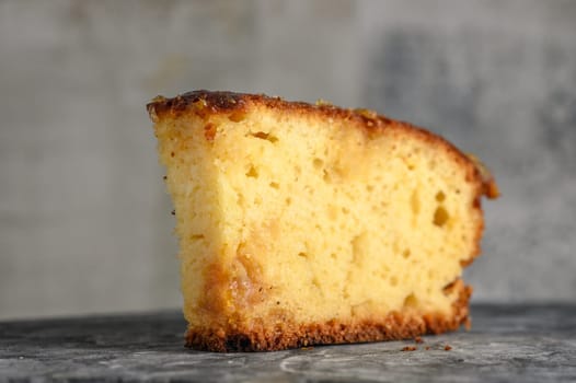 piece of pie with orange jam on a stone kitchen surface 1