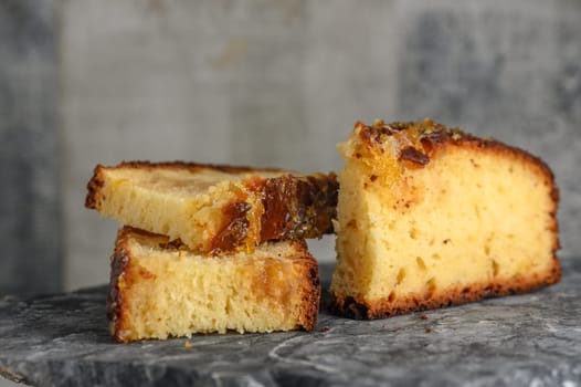 piece of pie with orange jam on a stone kitchen surface 4