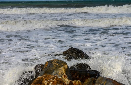 waves on the Mediterranean Sea of ​​Cyprus during a storm 3