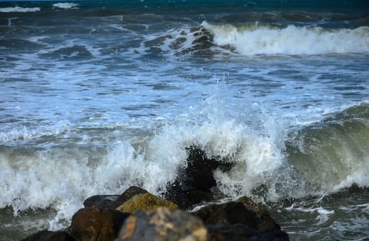 waves on the Mediterranean Sea of ​​Cyprus during a storm 4