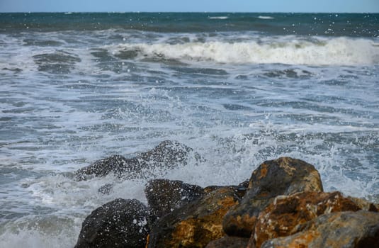 waves on the Mediterranean Sea of ​​Cyprus during a storm 7