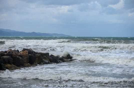 waves on the Mediterranean Sea of ​​Cyprus during a storm 9