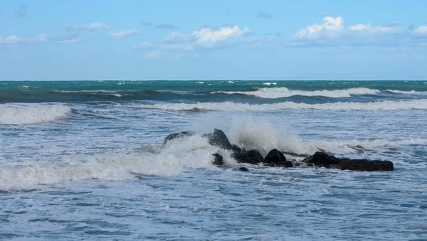 waves on the Mediterranean Sea of ​​Cyprus during a storm 16