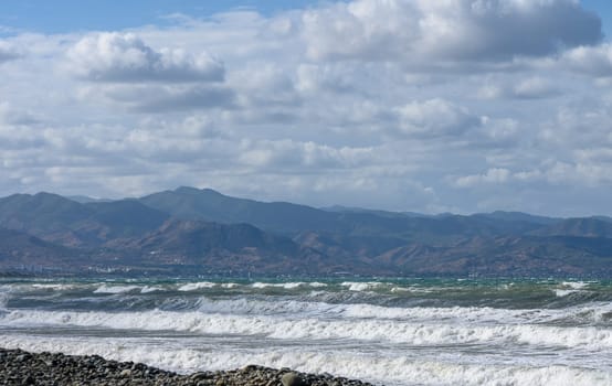 view of the Mediterranean Sea and the mountains of Cyprus during a storm