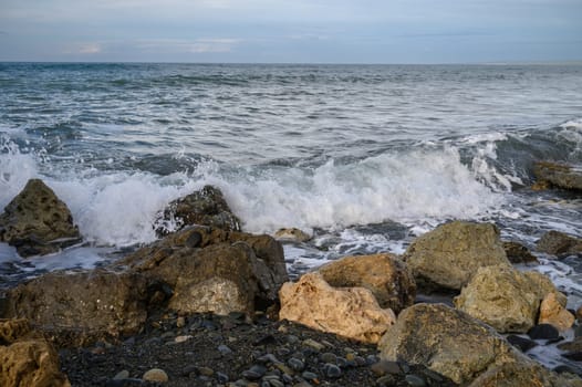 waves crashing on rocks on the Mediterranean coast 3