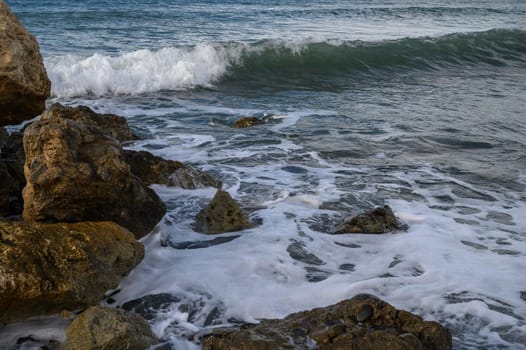 waves crashing on rocks on the Mediterranean coast 5