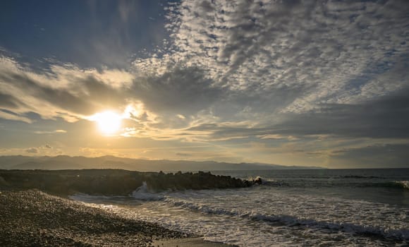 evening sun over mountains and Mediterranean sea 3