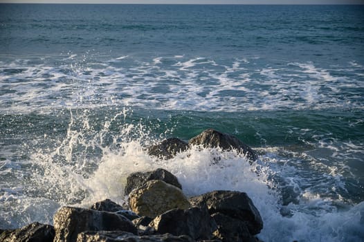 waves stones in the sea on the Mediterranean in winter 8