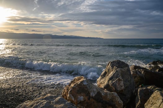 waves stones in the sea on the Mediterranean in winter 6