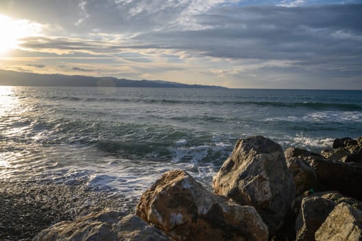 waves stones in the sea on the Mediterranean in winter 7