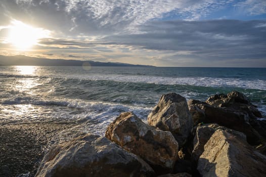 waves stones in the sea on the Mediterranean in winter 5