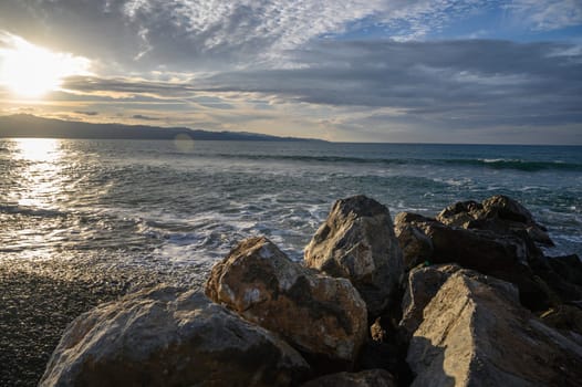 waves stones in the sea on the Mediterranean in winter 4