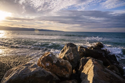 waves stones in the sea on the Mediterranean in winter 3